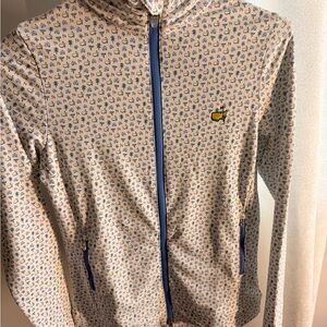 Masters Magnolia Tech White Fill Zip Jacket with Blue Trim and Yellow Detail